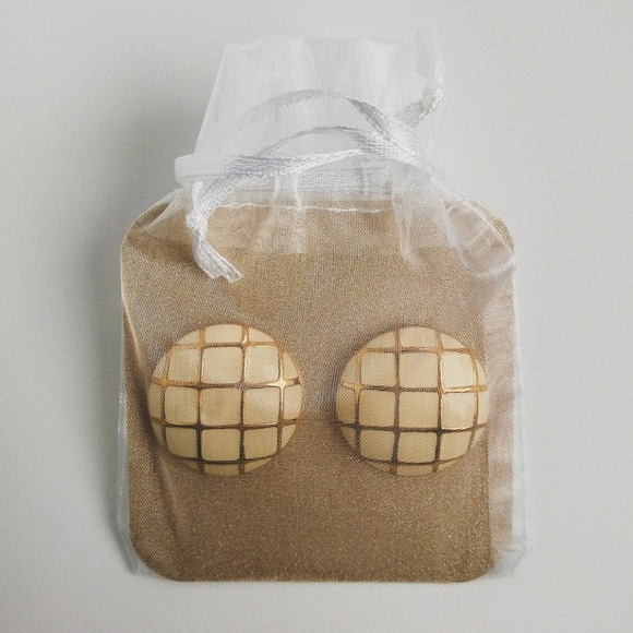 Vintage Monet Gold & Enamel Earrings - Post - Picture 6 of 7